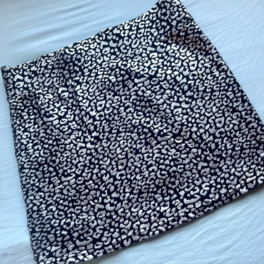 Metallic Cheetah-Print Skirt